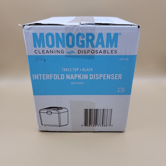 Interfold Napkin Dispenser Table Top Black Plastic Monogram Cleaning Disposables - Picture 10 of 12